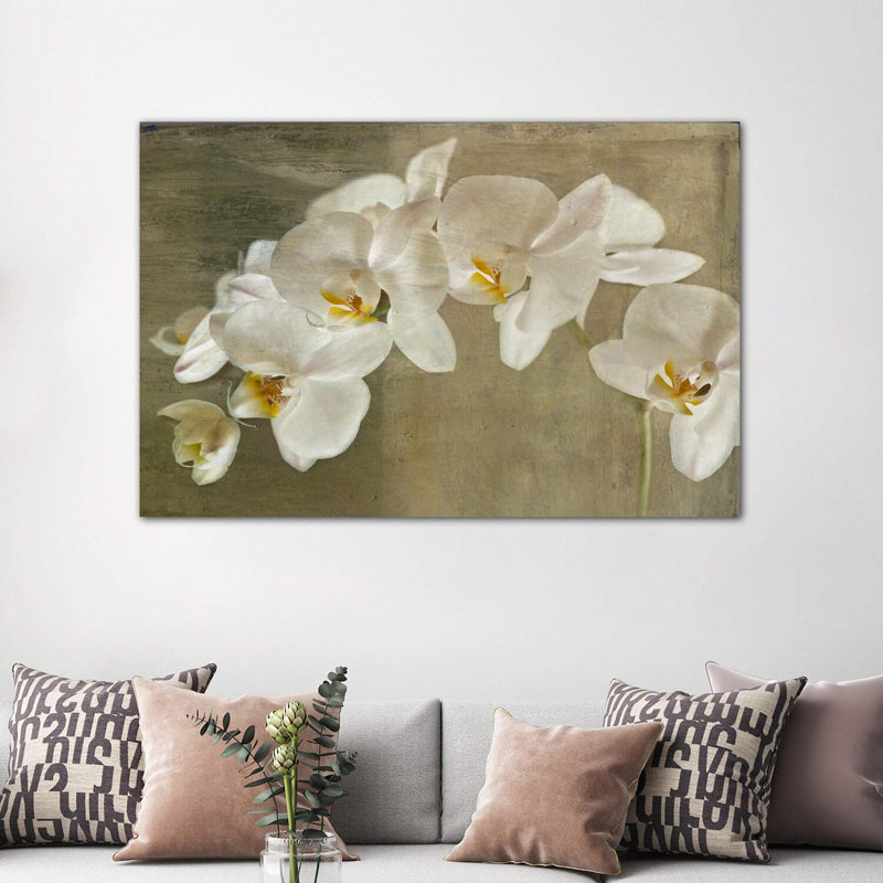 Orchidée peinte - reproduction d'art, Toile tendue, H 40 po x l 60 po x 1,5 po