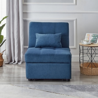 Salon avec lit inclinable en tissu de lin gris