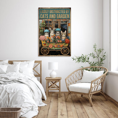 Kouki, chats et jardin sur toile, impression