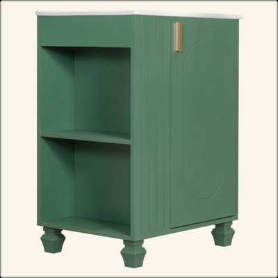 Meuble-lavabo 24 po avec lavabo, armoire de salle de bain avec tablette de porte, rangement latéral ouvert, structure en bois massif, porte à fermeture douce
