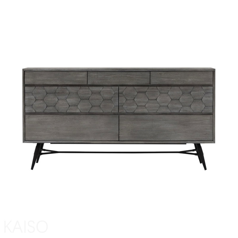 Commode 6 tiroirs en bois d'acacia gris