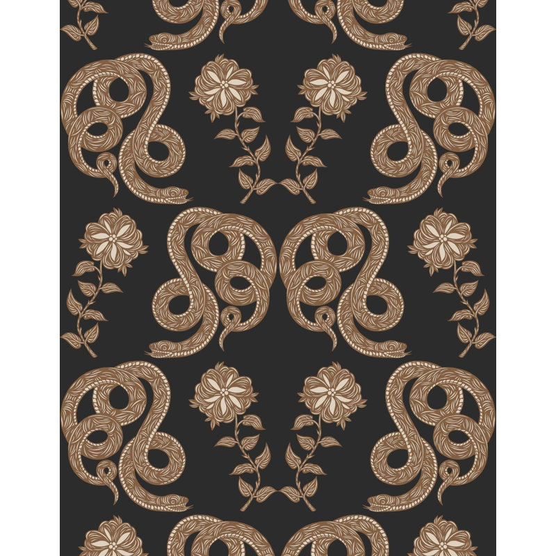 Papier peint Serpentine | Traditionnel / rouleau - 27 po x 30 pi, Caramel écossais