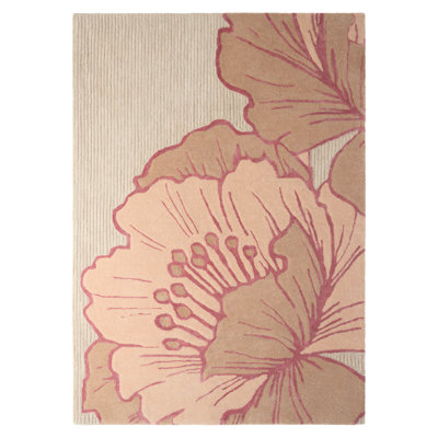 Tapis rose en laine fabriqué à la main NICOLE MILLER New York Flora Grandeur