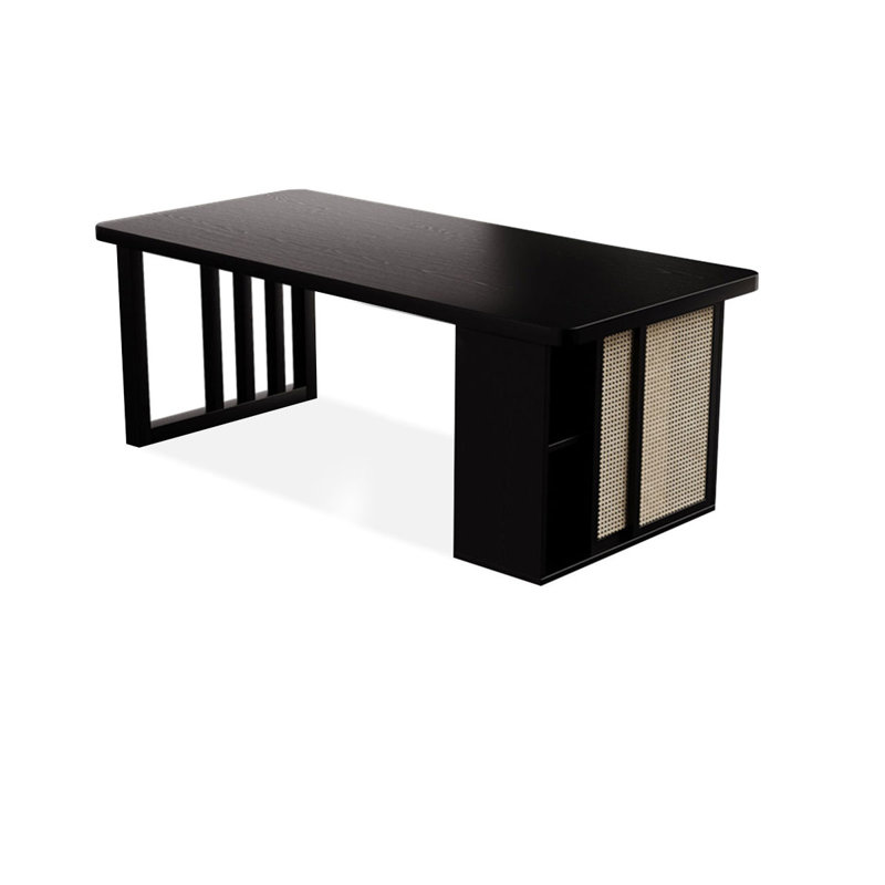 Black Rectangular Solid Wood desks, 29.53" H x 62.99" W x 27.56" D