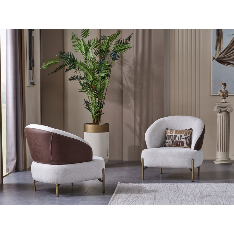 Fauteuil Urla crème et brun