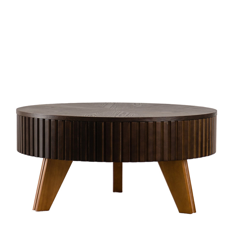 Table basse ronde 31,5 "avec espace de rangement (table seulement) 31,5", Noyer, H 15,70 po x L 31,50 po x l 31,50 po, Brun