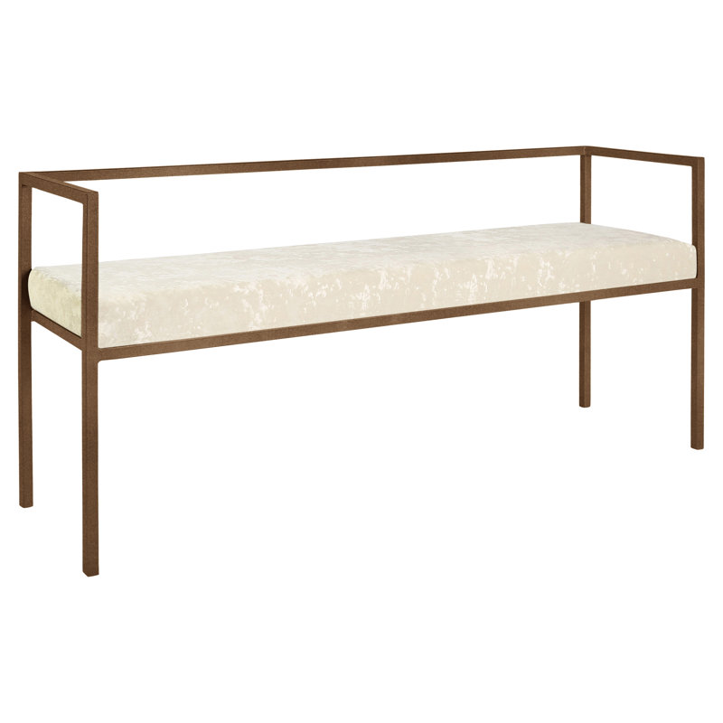 Olivia Upholstered Bench, Bronzed Brass/A La Mode Ivory