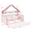 Le lit de jour avec lit gigogne et tablette est doté d'une structure à baldaquin en forme de maison pour les chambres d'enfants.-1135997606-1135997607