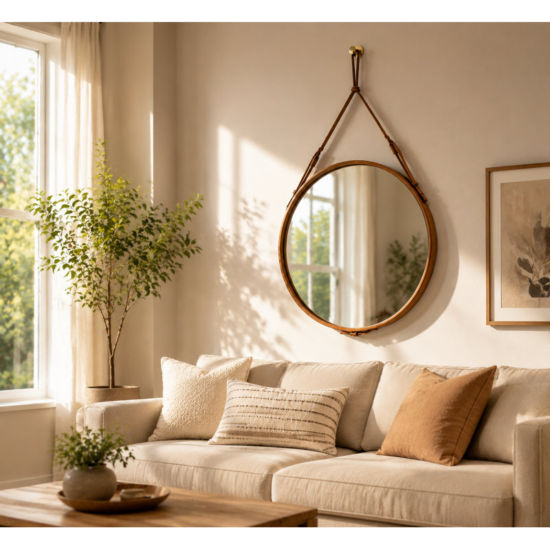 Miroir suspendu brun