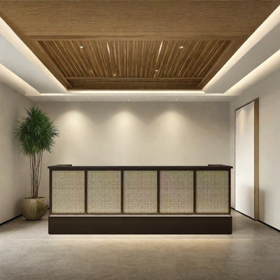 Rectangular Modern Front Desk, Contemporary Lobby Desk Podium for Office and Commercial Spaces