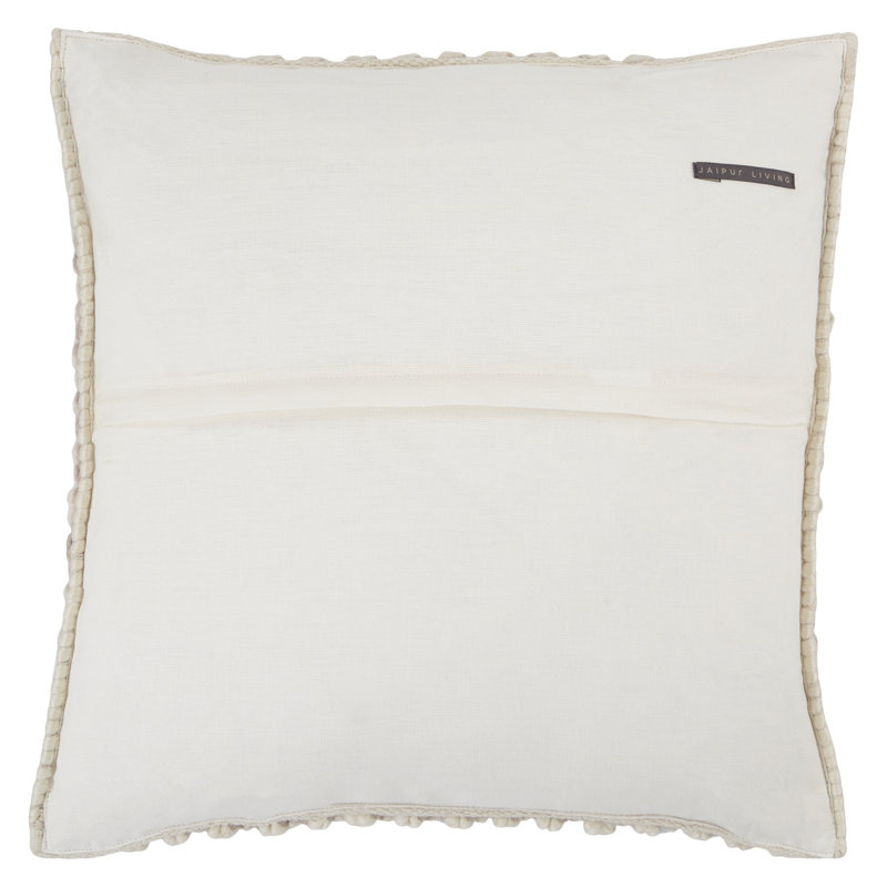 Toulon Embroidered Wool Blend Throw Pillow, Light Taupe, Down Alternative