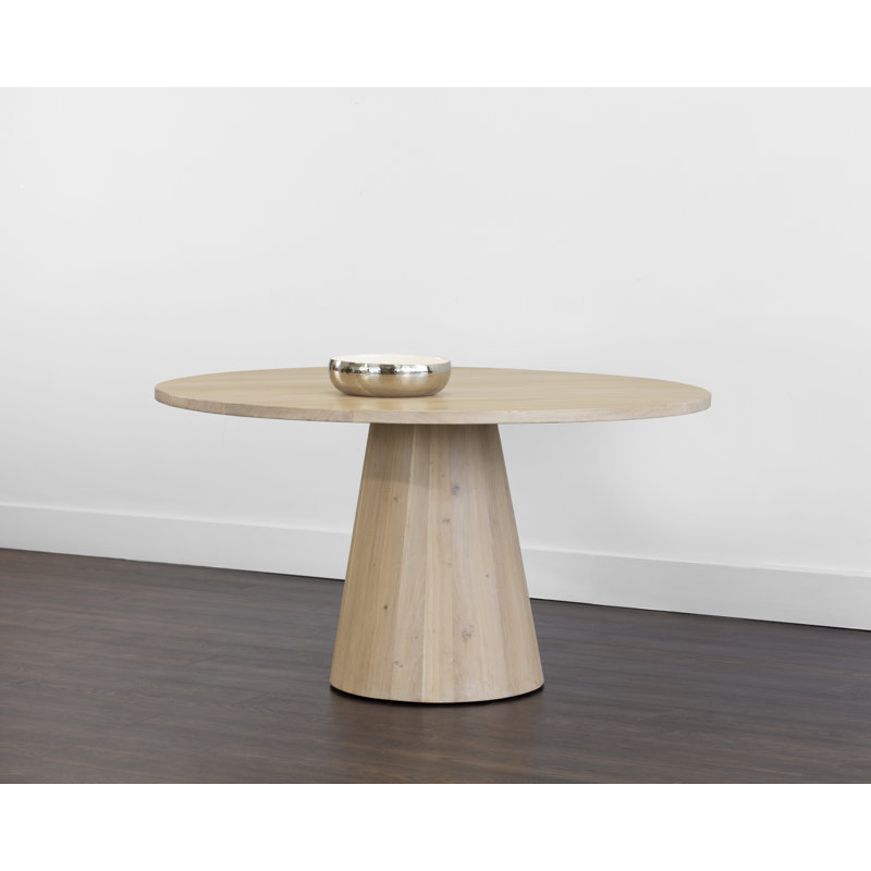 Karnveer Round Solid Oak Dining Table, Light Oak