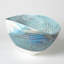 Ivory Turquoise Feather Swirl Oval Bowl-Sm