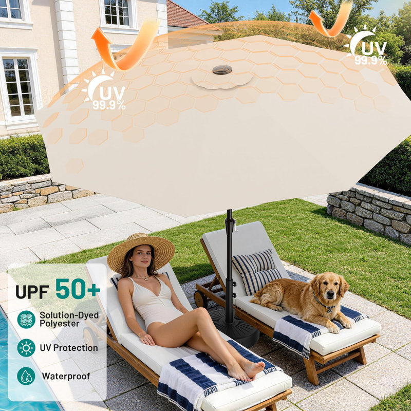 Parasol de patio 9 pi pour l'extérieur, Crème-blanc