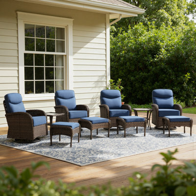 Ensemble de fauteuils pivotants multiples en osier pour l'extérieur Alakai