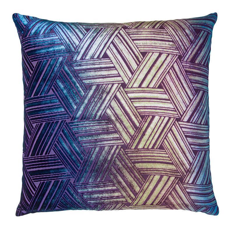 Entwined Square Velvet Pillow Cover & Insert, Peacock, 20" x 20"