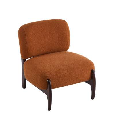 Chaise moderne avec revêtement orange Boucle - cadre en bois massif de 25,5 po confortable pour le salon, la chambre à coucher, le bureau, la vie confortable, les espaces