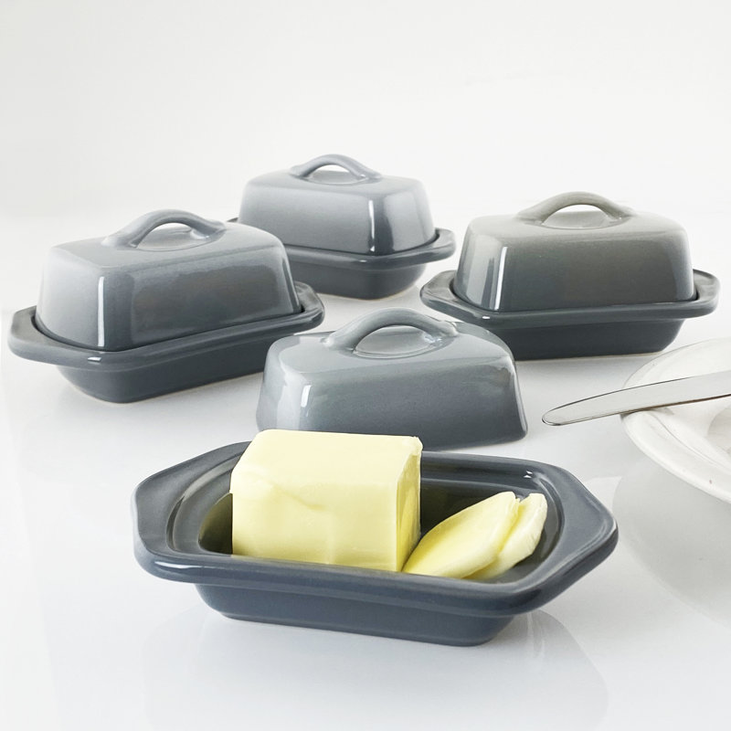 Brayden Studio® Coakley Stoneware Butter Dish, Faded Gray
