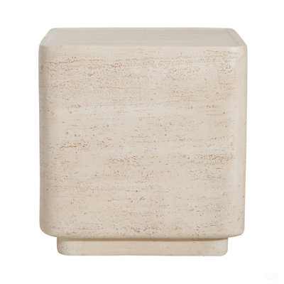 Daphne Outdoor Patio MGO Side Table, Beige Travertine Finish, Set Of 1