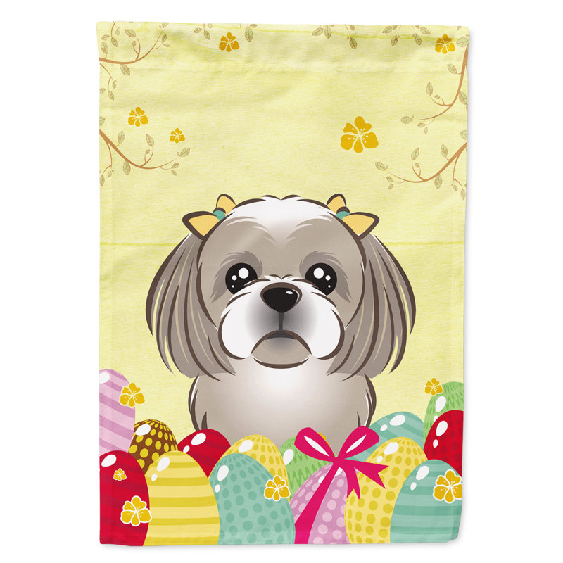 Drapeau de jardin Eron, Shih tzu (gris / argent)