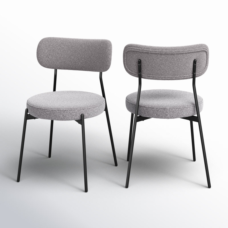 Brayam 17.7'' H Boucle Upholstered Metal Side Chair, Grey
