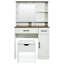 Coiffeuse blanche avec miroir, lumières, 3 modes, 2 tiroirs, tablettes réglables, armoire latérale pour miroir et armoire de coiffeuse de style chambre à coucher