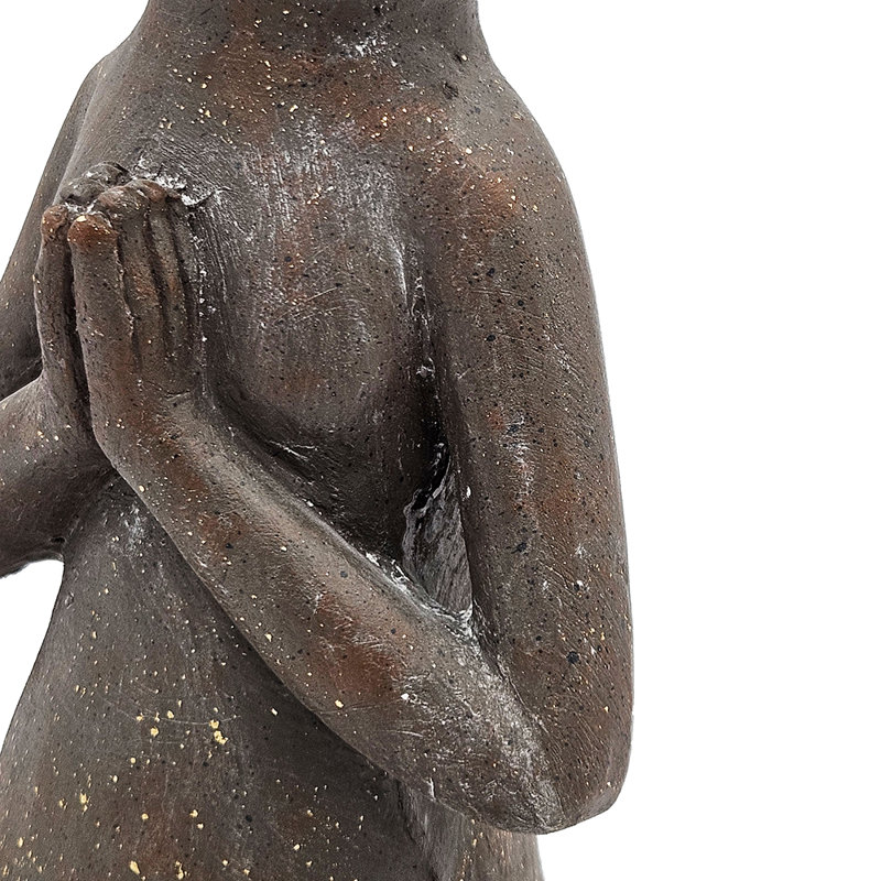 12x7x13.5" Brown Magnesium Yoga Frog Figurine in Namaste Pose with Gold Accents