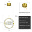Luminaire suspendu en cristal doré Luminaire suspendu à DEL à intensité variable pour chambre à coucher, salon, îlot de cuisine (paquet de 1)