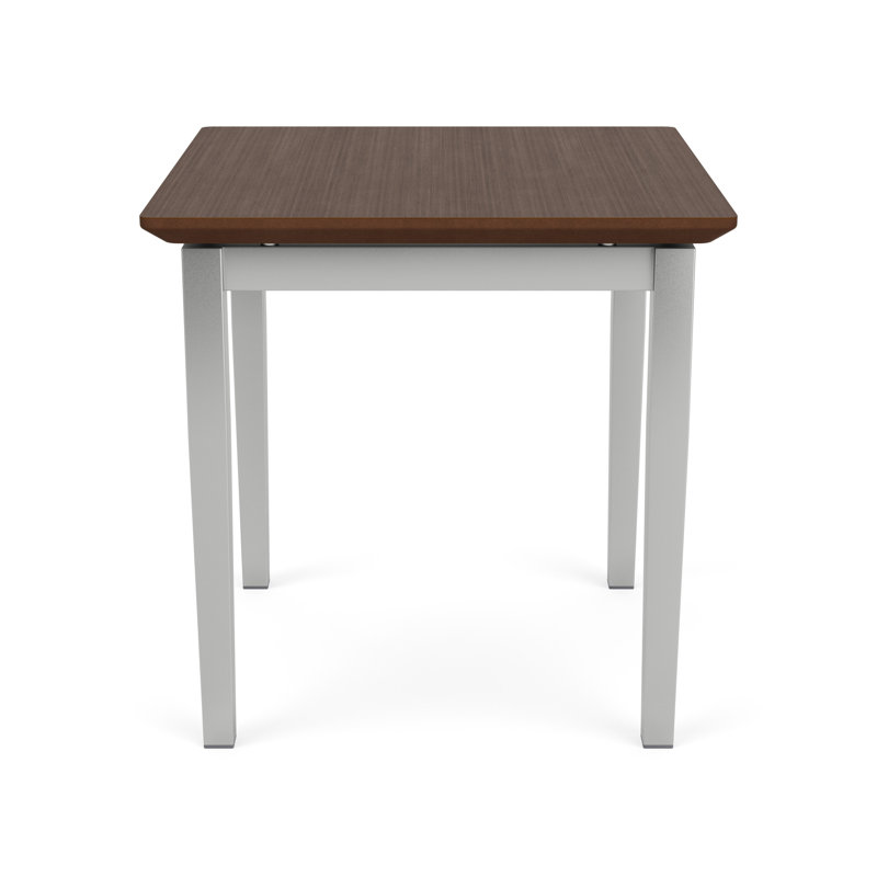 Lenox Steel Waiting Reception End Table Metal Frame 20x20" High Pressure Laminate Top, Silver, Riftwood Walnut