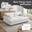 Canapé-lit surdimensionné rembourré en chenille blanc cassé avec accoudoirs et coussins décoratifs-864898233