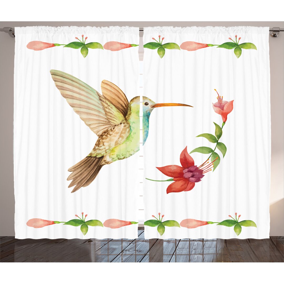 Rustikaler Vorhang, Hummingbird Artwork, Natur, Rot und Grün