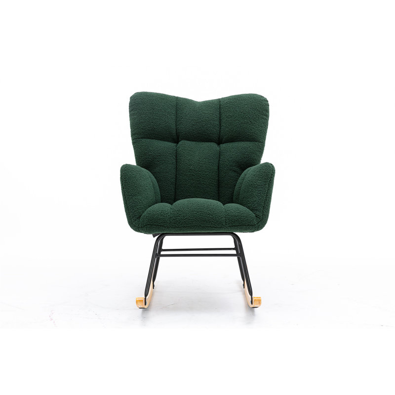 Chaise berçante moderne Marsa, Velours vert foncé