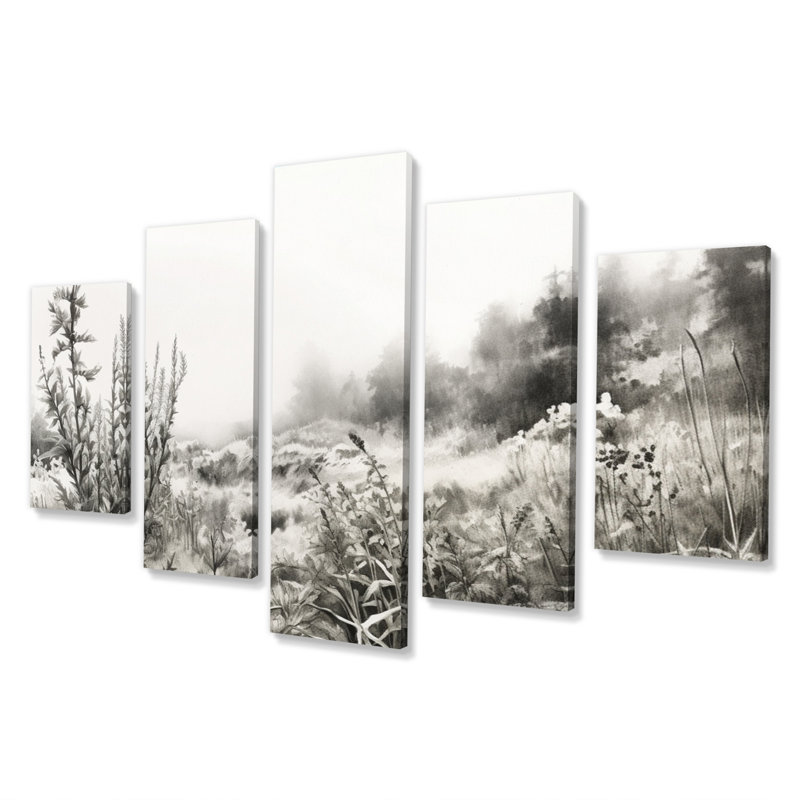 «Vintage Herbs Garden», impression murale d'art floral - 5 panneaux