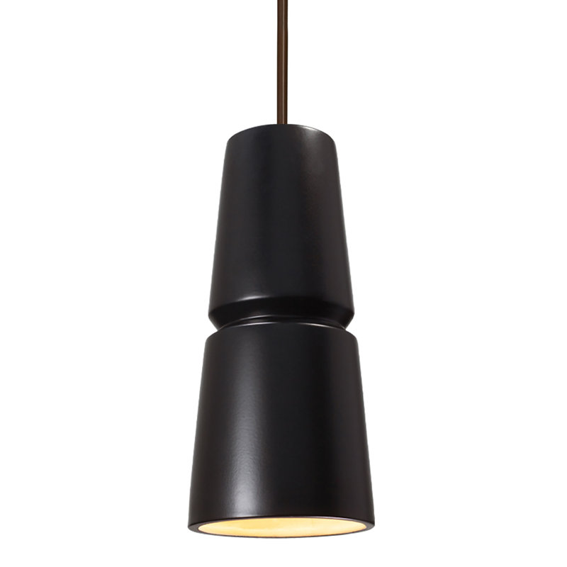 (6) Luminaire suspendu cône 1 lumière - Tige rigide DEL, H 13,5 po x l 6 po x P 6 po, Cuivre antique, Bronze foncé