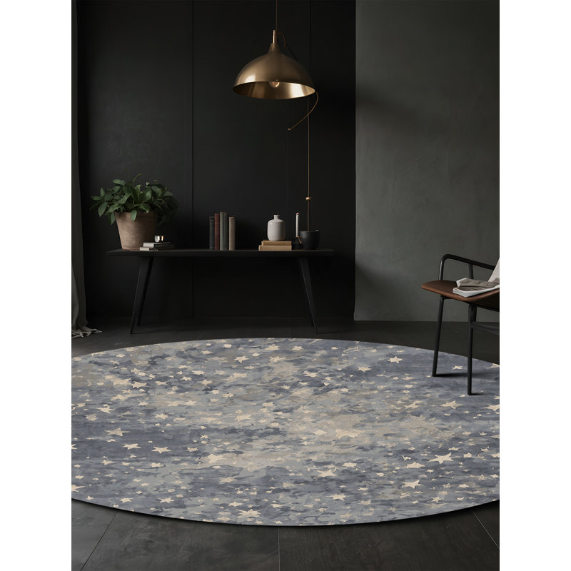 Machine Washable Gray Area Rug, Round 7'