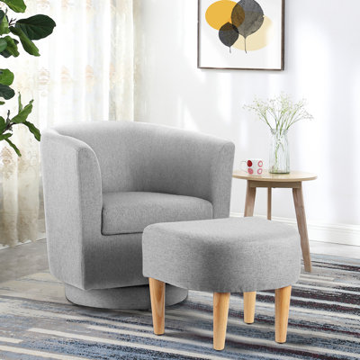  Fauteuil demi-tonneau pivotant avec repose-pieds Sharolynn