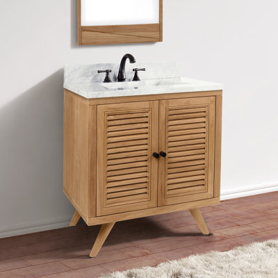 Meuble-lavabo simple 30 po avec plateau en marbre de Carrare Harper