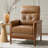 Outen Mid-Century Modern Genuine Leather Armchair with Solid Wood Armrests-466039389