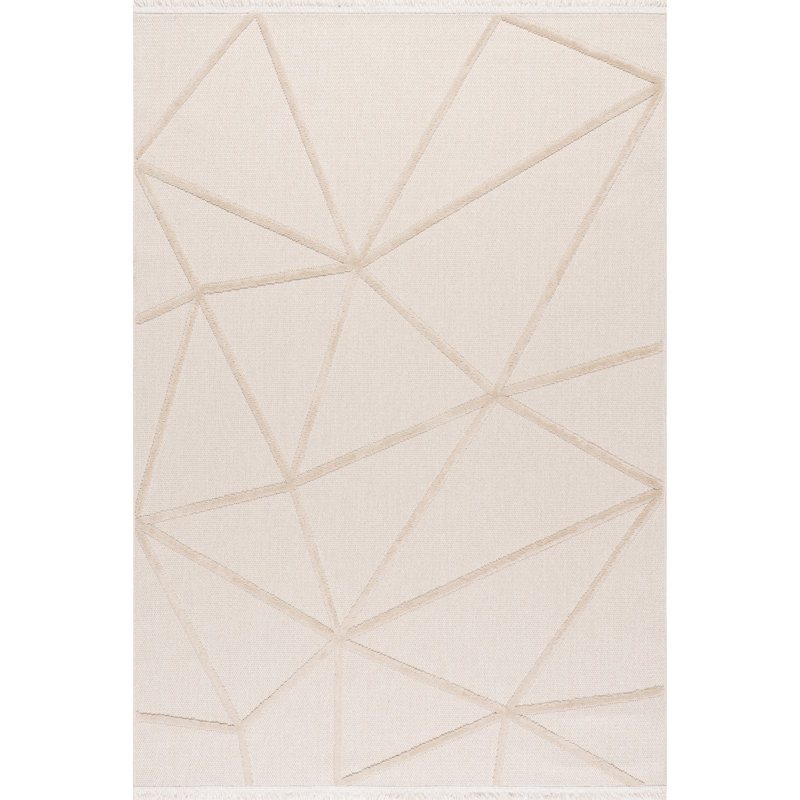 Anica Geometric Fringe Area Rug, Rectangle 5' x 8'