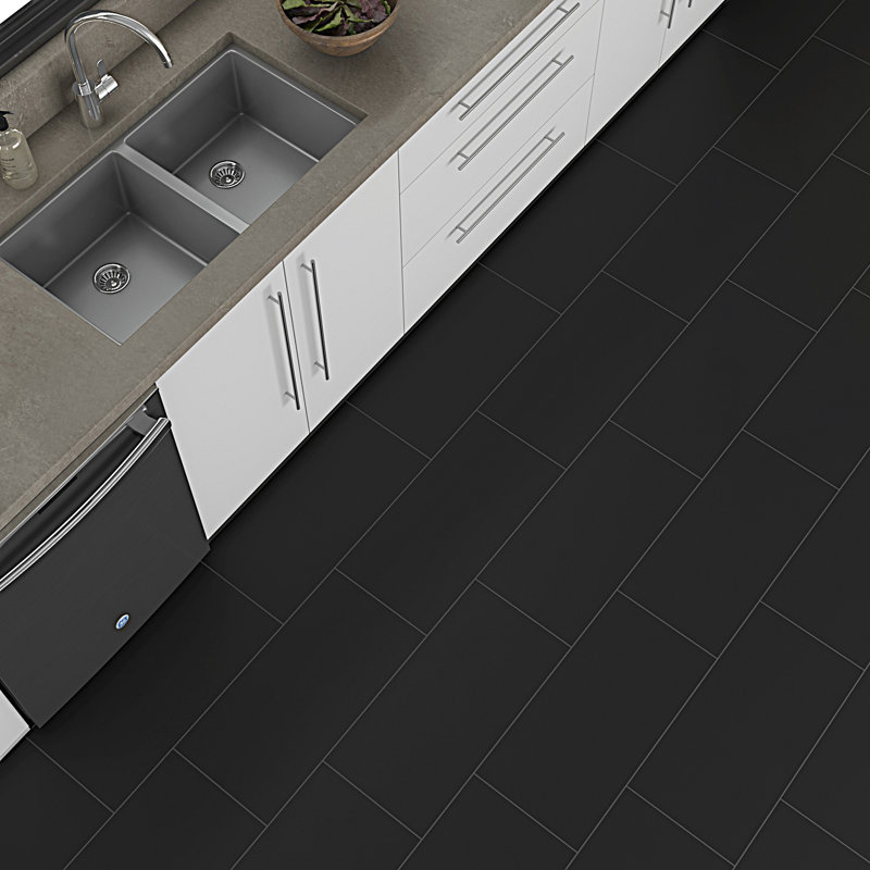 True Story 12'' W x 24'' L Porcelain Throughbody Singular Tile, Black