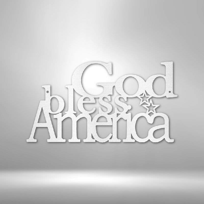Décoration murale Gabbi God Bless America, H 9,5 po x l 17,5 po x P 0,05 po, Blanc
