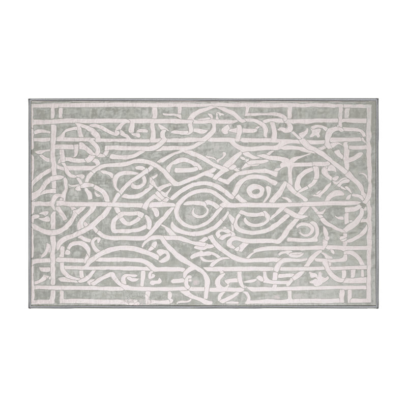 Machine Washable Gray Area Rug, Rectangle 3' x 5'