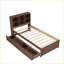 Twin Size Walnut Platform Bed Frame with Bookcase Headboard, USB Port &amp; 2 Drawers – No Box Spring Needed-878294241