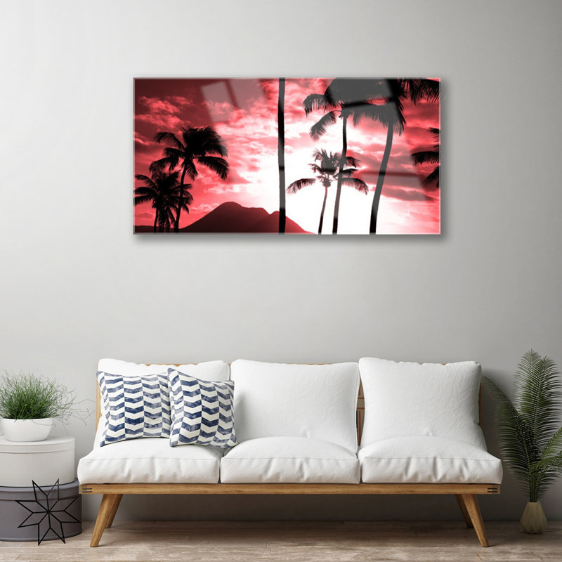 Nature Mountain Palm Trees - No Frame Print on Glass