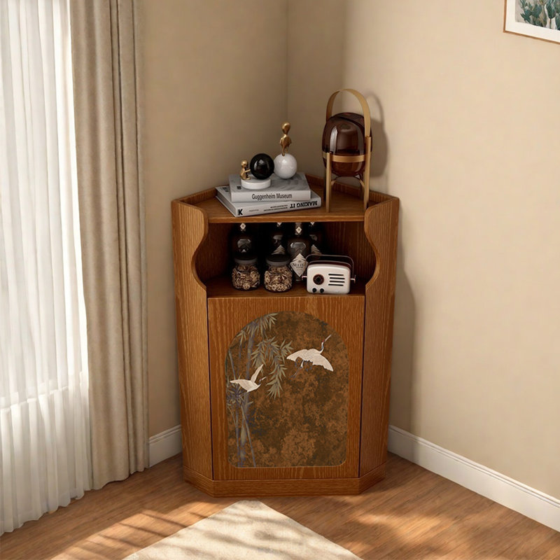 Armoire d'angle moderne et multifonctionnelle triangulaire, Brun
