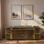 Banc ottoman moderne rembourré avec compartiment de rangement dissimulé, couvercle rabattable et bandes décoratives en métal doré-1516507296-1516507309