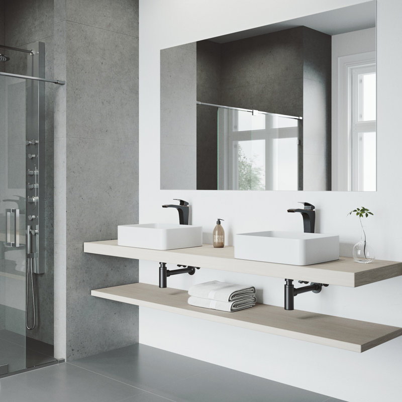 Lavabo de salle de bain rectangulaire fait à la main blanc mat L 18 po x l 15 po x H 5 po Jasmine