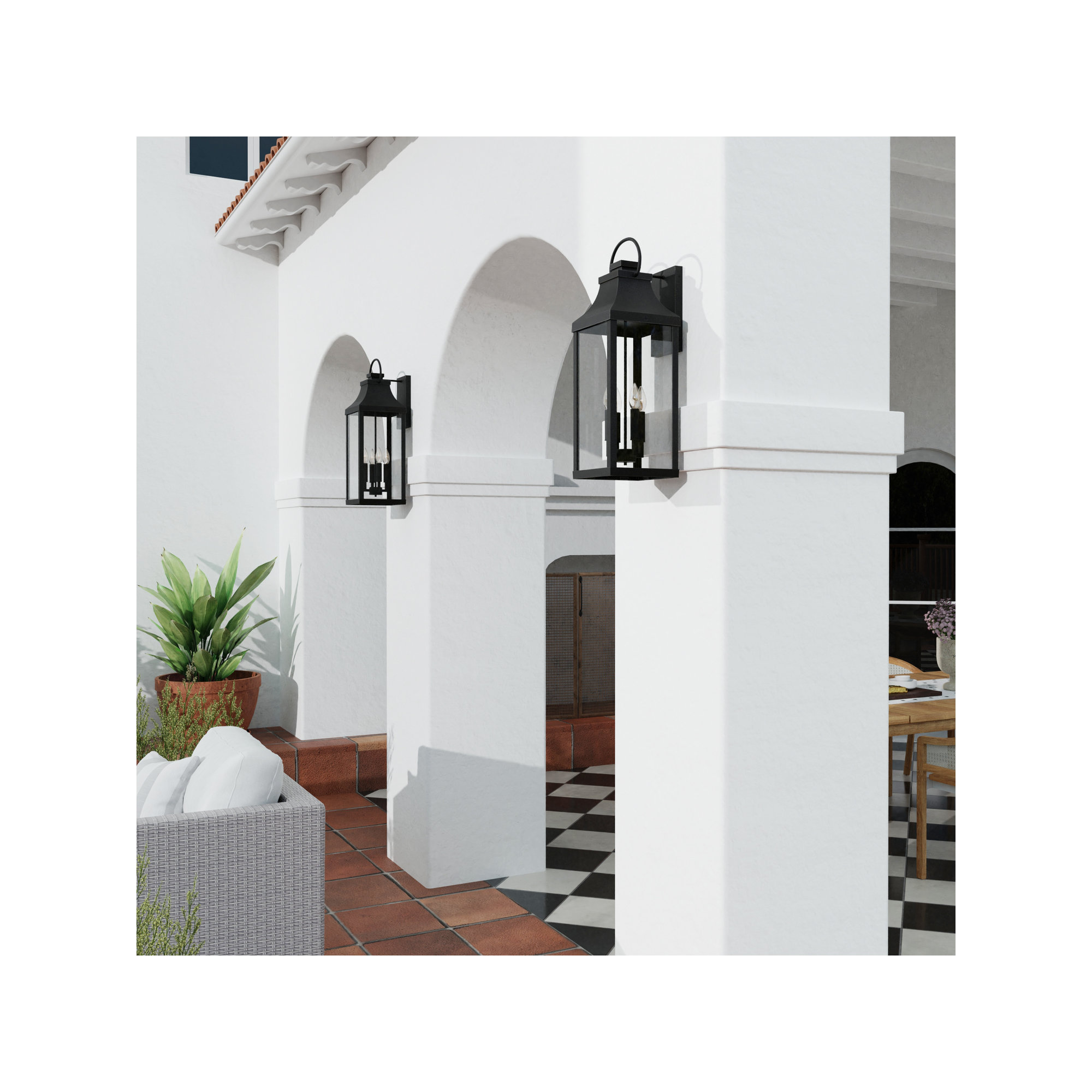 Caden 4 Light Outdoor Wall Light, Black