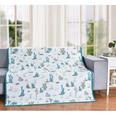  Desert Southwestern Desert Native Cactus Boho 60" x 50" Decorative Quilt Throw Blanket