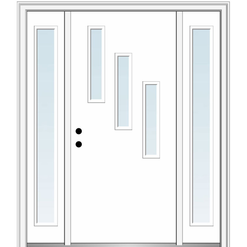 Portes d'entrée pré-fixées, H 81,75 po x l 64,5 po x P 4,563 po, Clair, Droite / vers l'intérieur